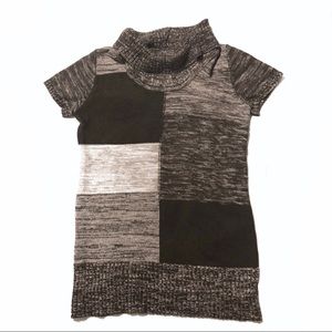 AB Studio Brown & Tan colorblock cowl neck sweater